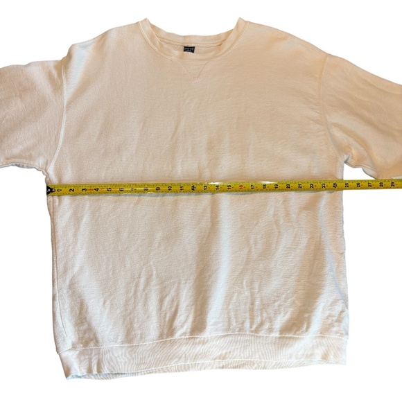 Vintage 90s Men's Lands' End Cotton Ivory Sweatshirt Pullover Made In USA Sz XL - Picture 5 of 12